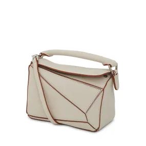 Mini Puzzle Bag in Soft Grained Calfskin in Soft White