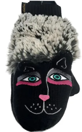 Mittens 3-d Furry Dogs Black Children's 30006