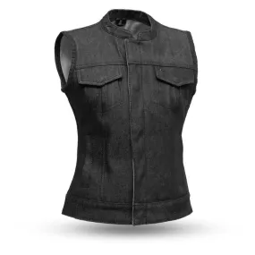 MKL - Marvina Denim Women's Motorcycle Leather Vest