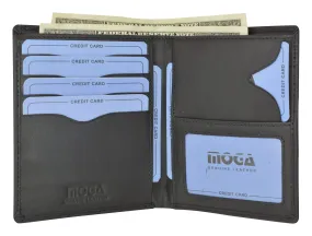 Moga Italian Design Leather Large Hipster Bifold Credit Card ID Mens Wallet 90502