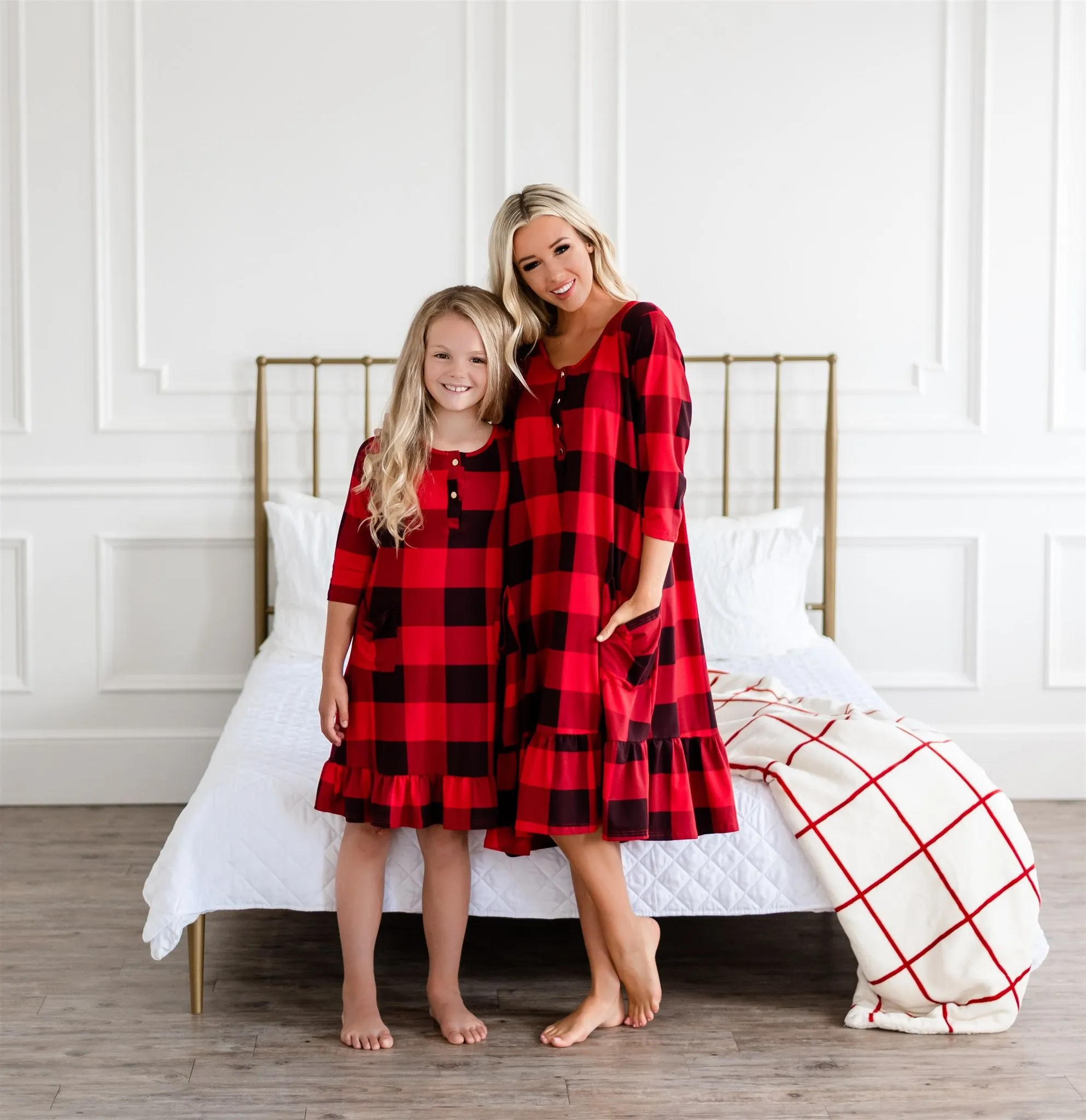 Mommy and Me Holiday House Dress: Women's Buffalo Plaid