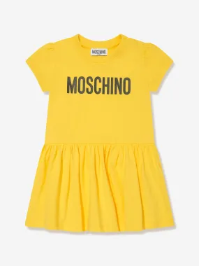 Moschino Baby Girls Logo Jersey Dress in Yellow