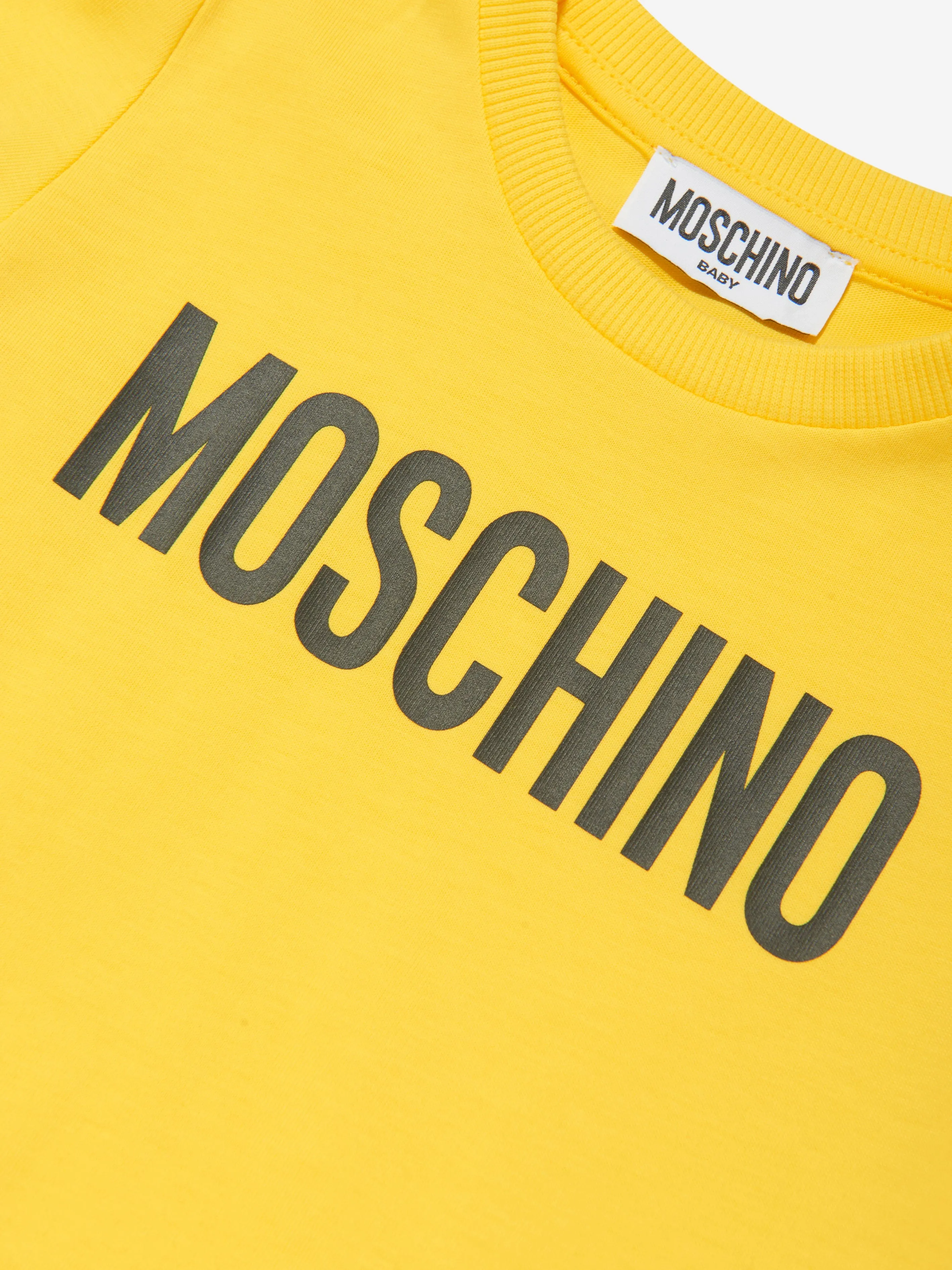 Moschino Baby Girls Logo Jersey Dress in Yellow