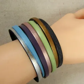 Multi-colored Wide Leather Cuff Bracelet