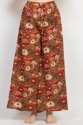 Mushroom Print Wide Leg Pants