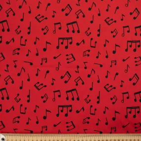 Musical Collection Musical Notes Black on Red Cotton Prints