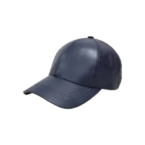 Navy Blue Leather Baseball Unisex Cap