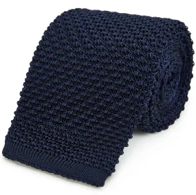 Navy Fine Knitted Silk Tie