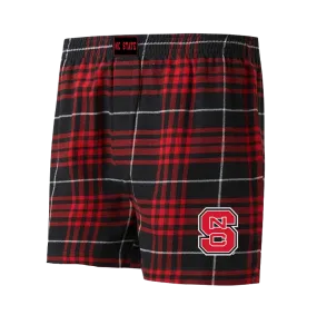 NC State Wolfpack Men's Black/Red Block S Concord Flannel Boxer Shorts