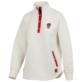 NC State Wolfpack Women's Ivory Claire Quilted Snap Henley