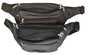 New Design Large Multi Zippered Genuine Leather Fanny Pack Waist Bag 041