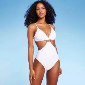 New - Shade & Shore Women's Ring Front Monokini Cheeky One Piece Swimsuit