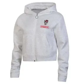 New - Utah Utes Women's Full Zip-Up Cropped Hooded Fleece Hoodie Screen Print Logo