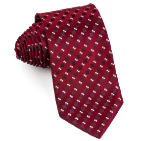 Nina Ricci Men's Rhinestone Silk Neck Tie Geometric Design On Burgundy