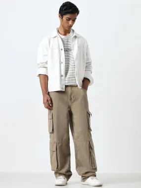 Nuon Taupe Relaxed - Fit Mid - Rise Cargo Jeans