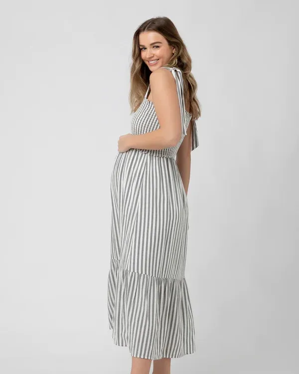 Ollie Smocked Maternity Dress - Black/White