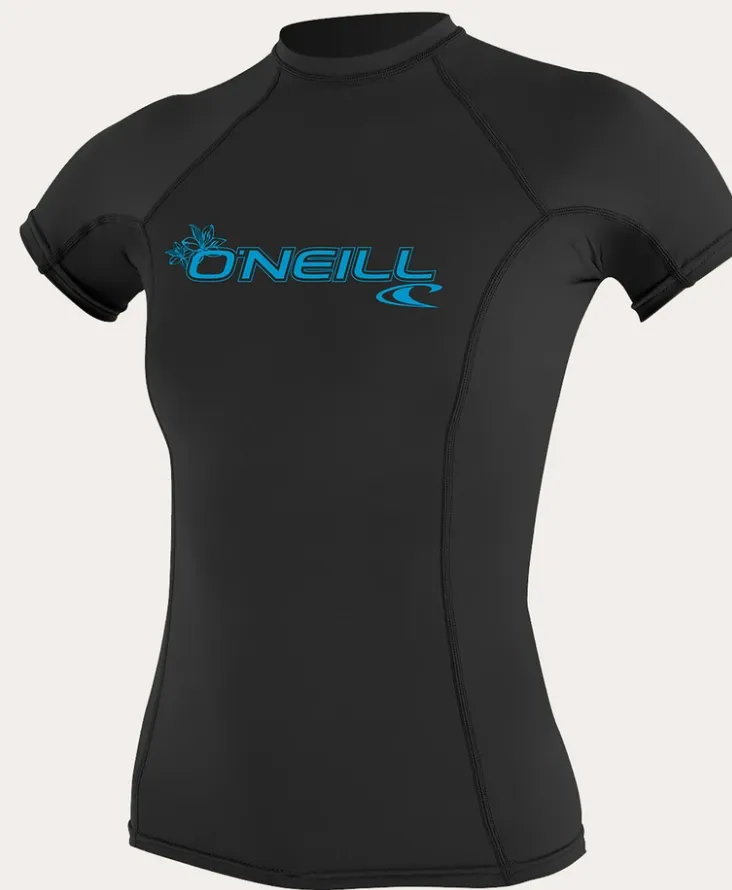 O'neill Women's Basic UPF 50  S/S Rash Guard BLK