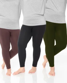 Pack 3 of Solid Leggings | Black Brown Olive