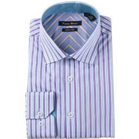 Park West Men's Stradler Satin Stripe Dress Shirt in Purple