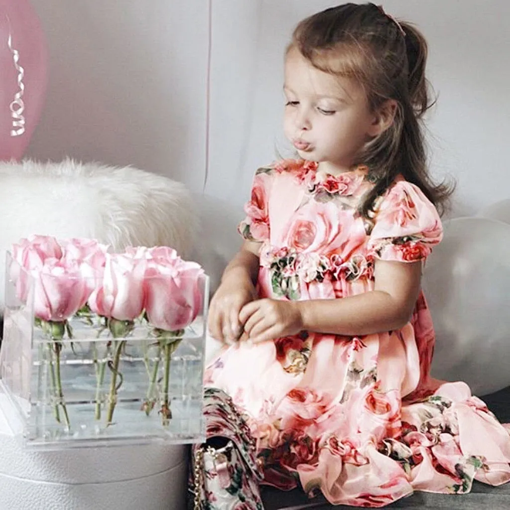 Party Chiffon Floral Print Tutu Dresses For Girls