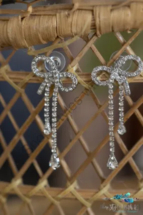 Pave Rhinestone Ribbon Earrings