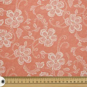 Peach Floral Lace Cotton Print