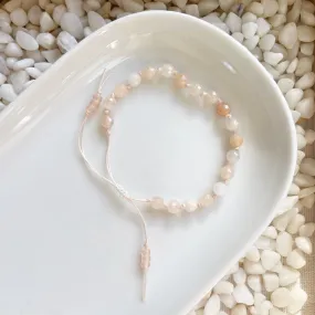 Peach Moonstone Knotted Gemstone Bracelet