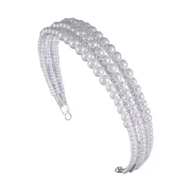 Pearl & Rhinestone 5 Row Racewear Headpiece Headband ( Style 9 )