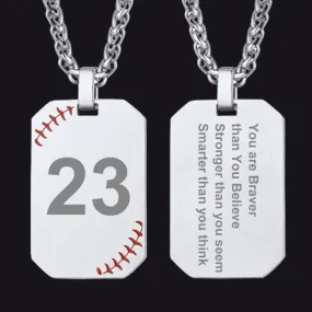 Personalized Number Baseball Dog Tag Necklace for Men