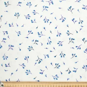 Petite Studio Blue Collection #09 Blue Small Flower on White Cotton Prints