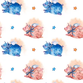 Pig Fabric, Cutest Pigs Ever Fabric, Cotton or Fleece 3301