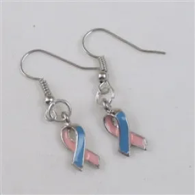 Pink & Blue Tiny Awareness Ribbon Earrings