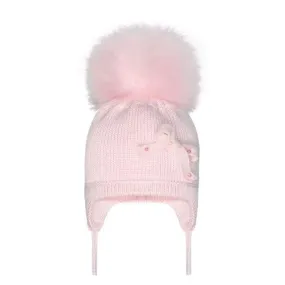 Pink Bow Tie Pompom Hat