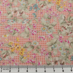 Pink Gingham Garden Cotton Print