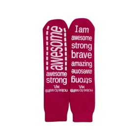 Pink hospital-type gripper socks