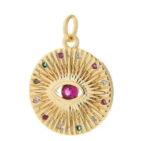 Pink round eye sunburst charm