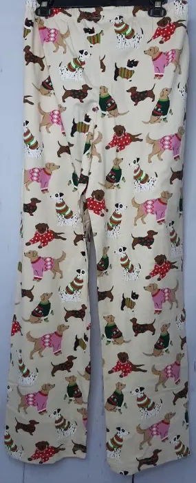 Pj Pants  Woofing  Cream Dog Print Christmas Women's Pachdo002