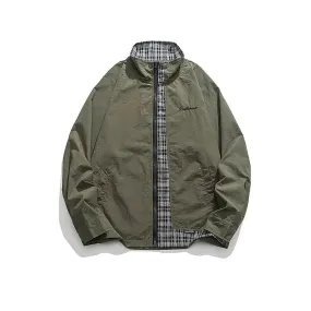 Plaid Lining Lightweight Windproof Jacket