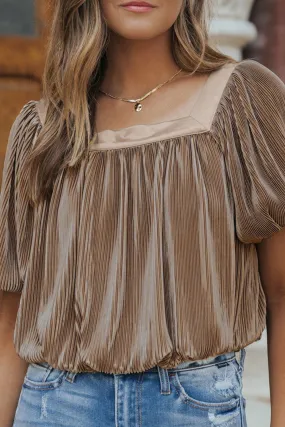 Pleated Puff Sleeve Blouse