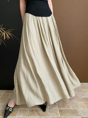 Pleated Solid Color A-Line Skirts Bottoms