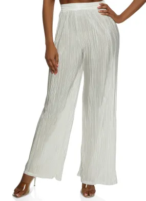 Plisse High Waisted Wide Leg Pants