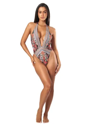 Plunging V-Neck One-Piece Swimsuit