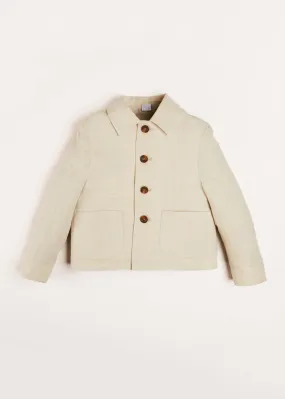 Polo Collar Button Down Jacket in Beige (4-10yrs)