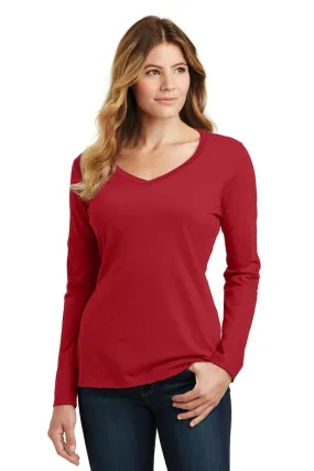 Port & Company ®  Ladies Long Sleeve Fan Favorite V-Neck Tee. LPC450VLS, Basic Colors