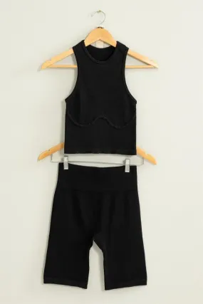 Power Move Cropped Tank Top and Biker Shorts Set