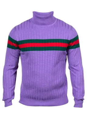 Prestige Designer Men's Turtleneck Sweater Lilac -Red-Green