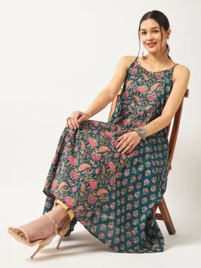 Printed Sleeveless Flared Kurta