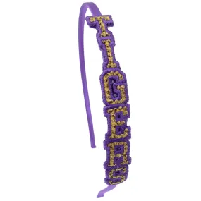 Purple and Gold Tigers Rhinestone Headband (Each)