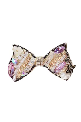 Purple Bow Rhinestone Hair Clip