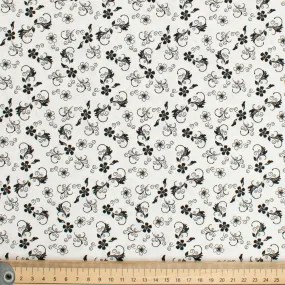 Quilter's Own Black Vine Flutter on White Design-4 Cotton Prints